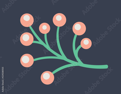 Red berries icon. Symbol of New Year and winter holidays. Red currants and rosemary. Minimalistic creativity and art. Sticker for social networks and messengers. Cartoon flat vector illustration