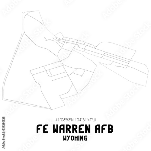 Fe Warren Afb Wyoming. US street map with black and white lines. photo