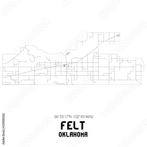Felt Oklahoma. US street map with black and white lines.