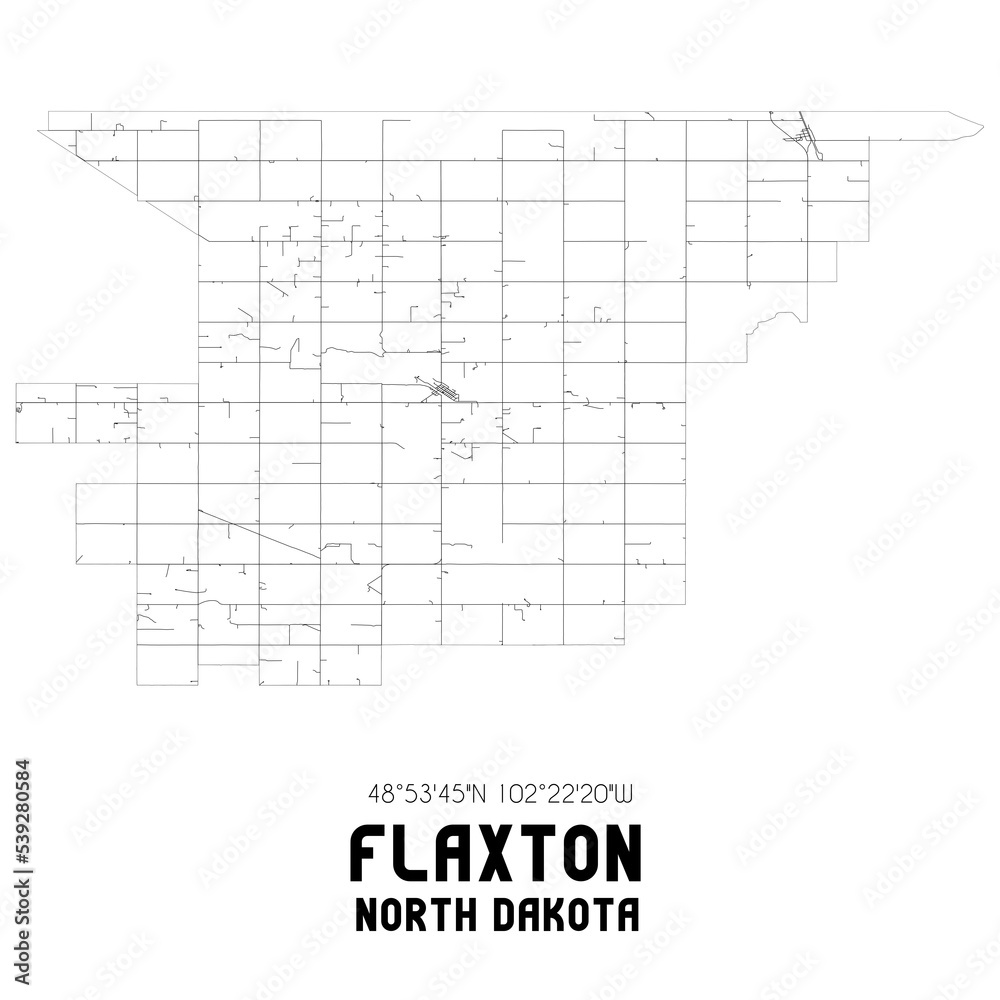 Flaxton North Dakota. US street map with black and white lines. Flaxton North Dakota. US street map with black and white lines.