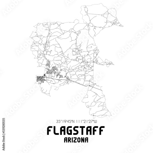 Flagstaff Arizona. US street map with black and white lines.