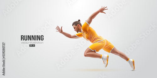 Realistic silhouette of a running athlete on white background. Runner man are running sprint or marathon. Vector illustration