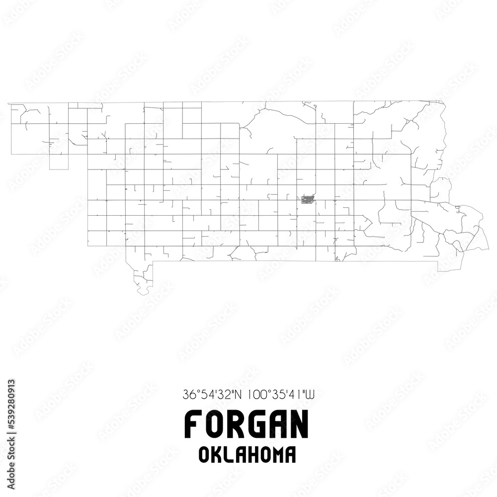 Forgan Oklahoma. US street map with black and white lines. Forgan Oklahoma. US street map with black and white lines.