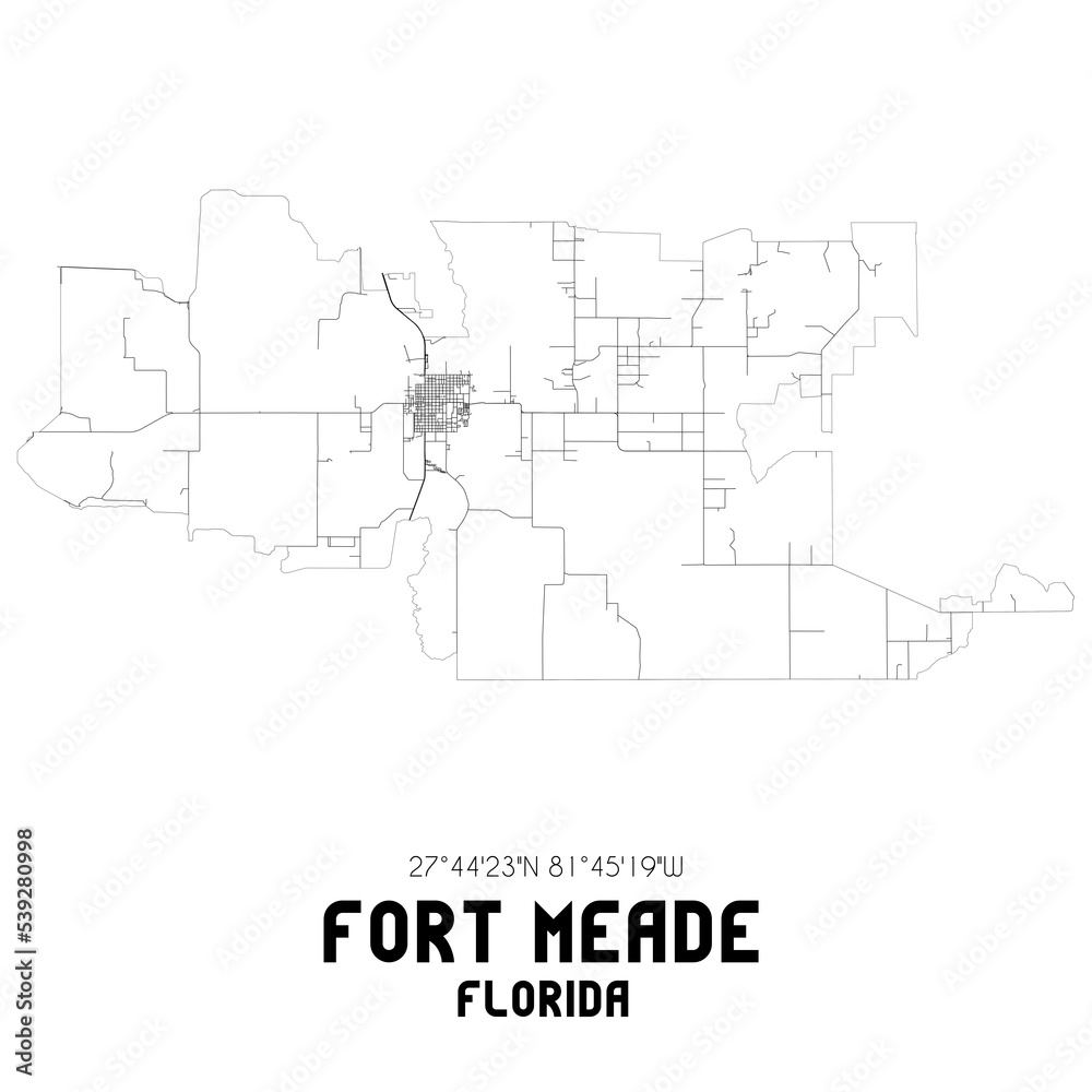 Fort Meade Florida. US street map with black and white lines.