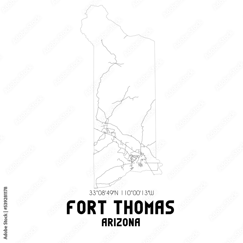 Fort Thomas Arizona. US street map with black and white lines. Fort Thomas Arizona. US street map with black and white lines.