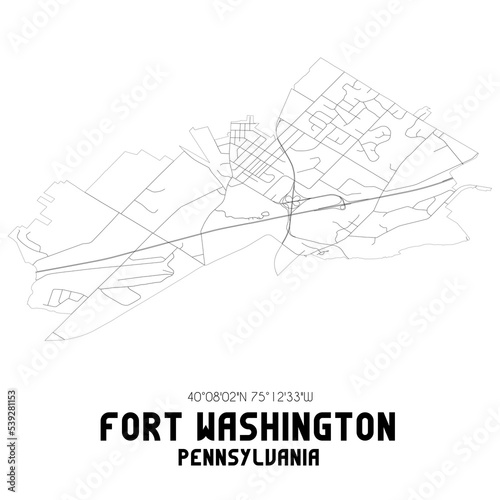 Fort Washington Pennsylvania. US street map with black and white lines. photo