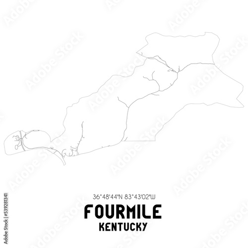 Fourmile Kentucky. US street map with black and white lines. photo