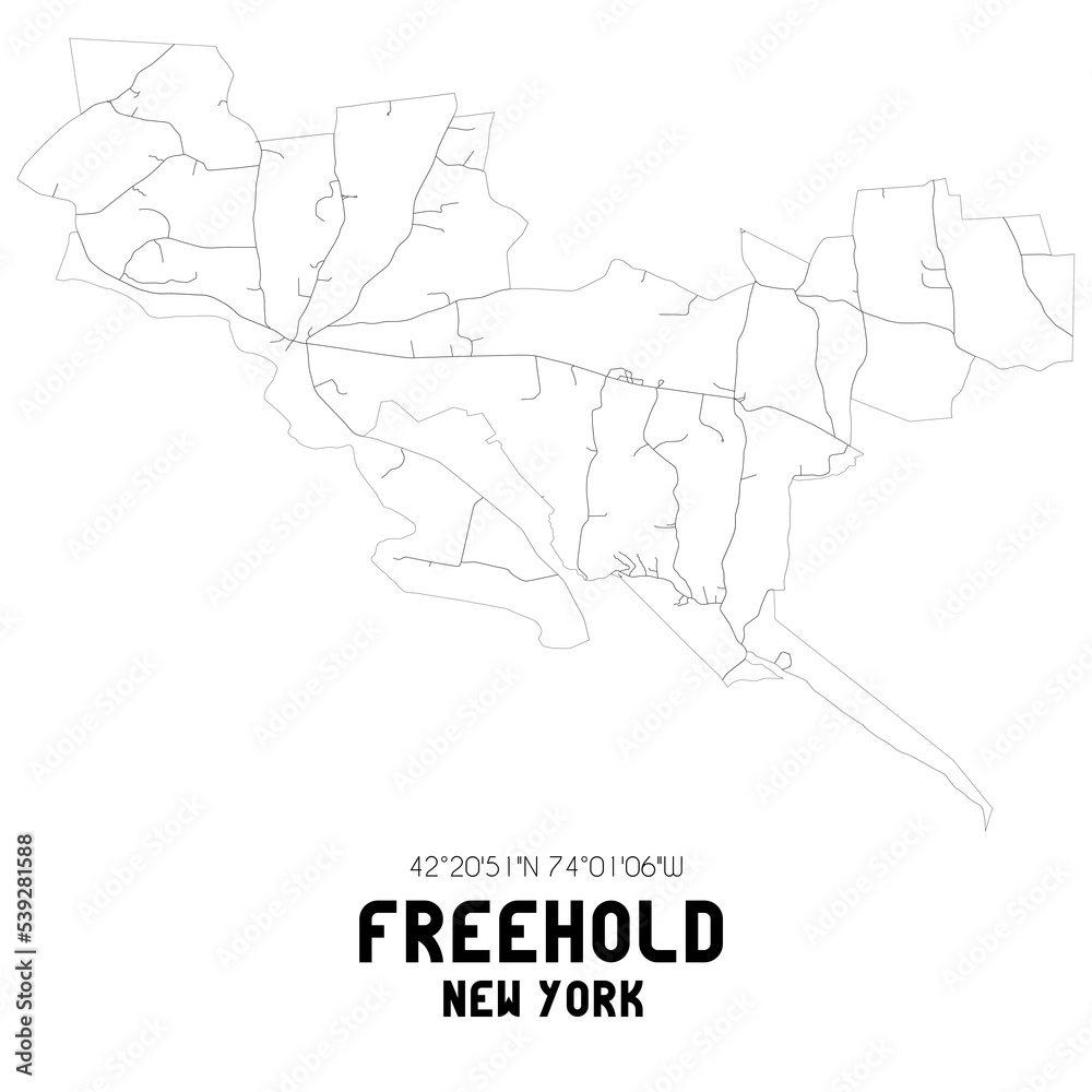 Freehold New York. US street map with black and white lines. Freehold New York. US street map with black and white lines.