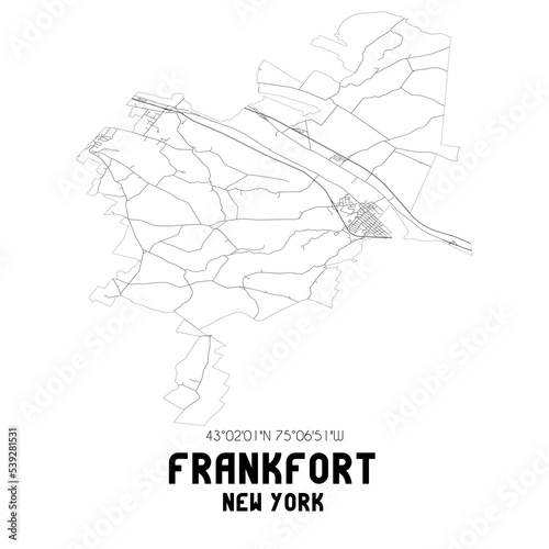 Frankfort New York. US street map with black and white lines.