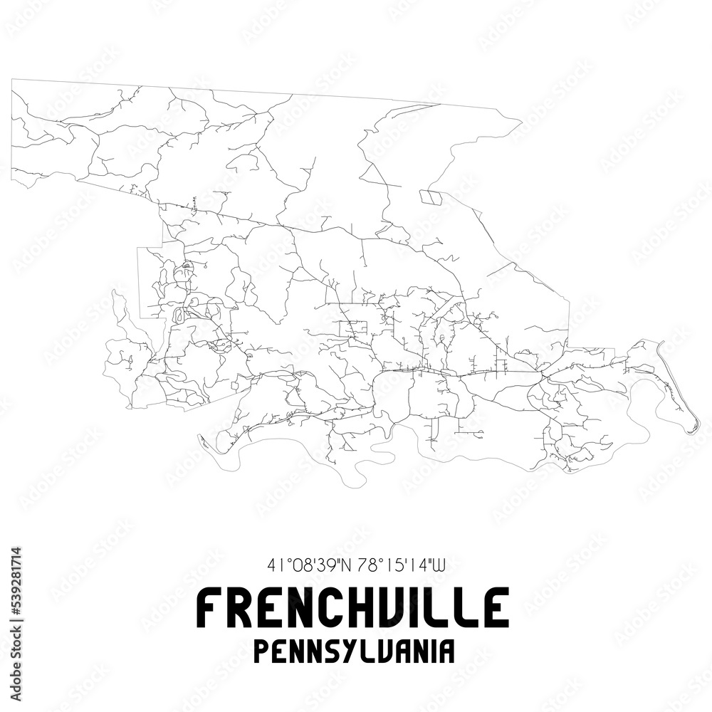 Fototapeta premium Frenchville Pennsylvania. US street map with black and white lines.
