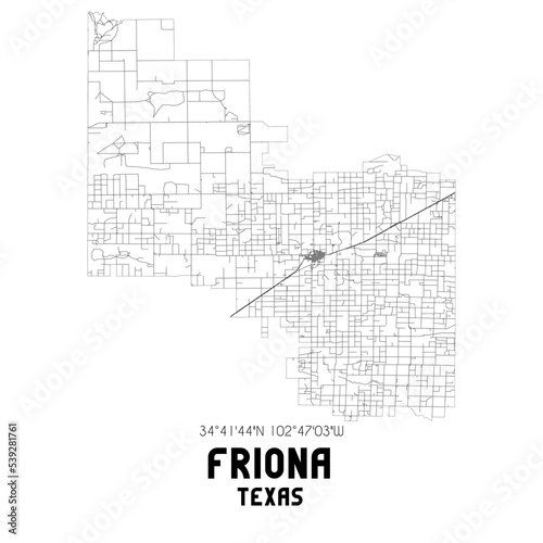Friona Texas. US street map with black and white lines. photo