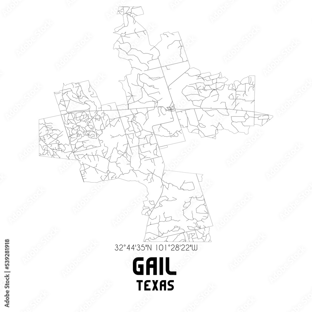Gail Texas. US street map with black and white lines. Gail Texas. US street map with black and white lines.