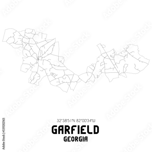 Garfield Georgia. US street map with black and white lines.