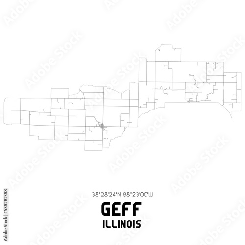 Geff Illinois. US street map with black and white lines. photo