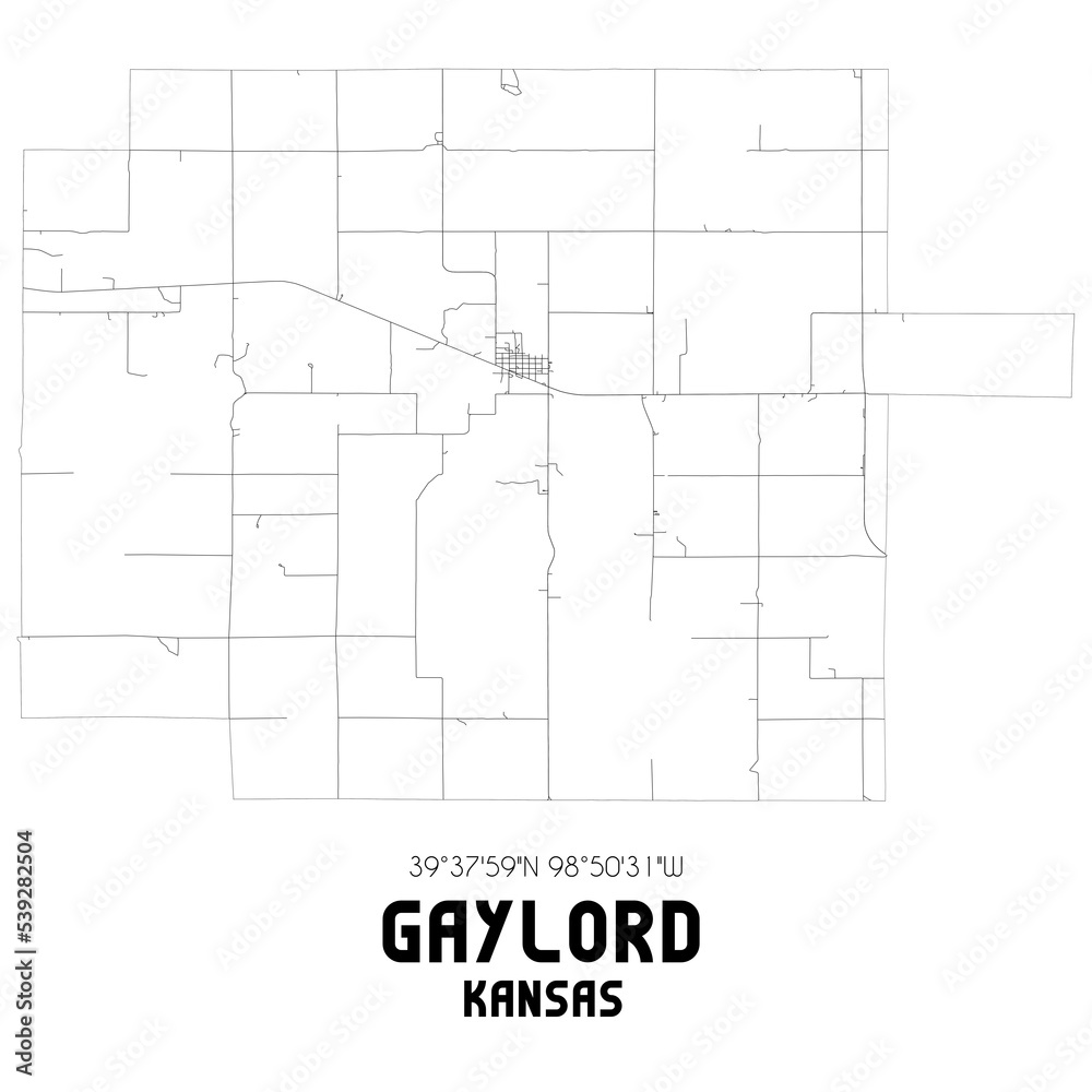 Gaylord Kansas. US street map with black and white lines. Gaylord Kansas. US street map with black and white lines.
