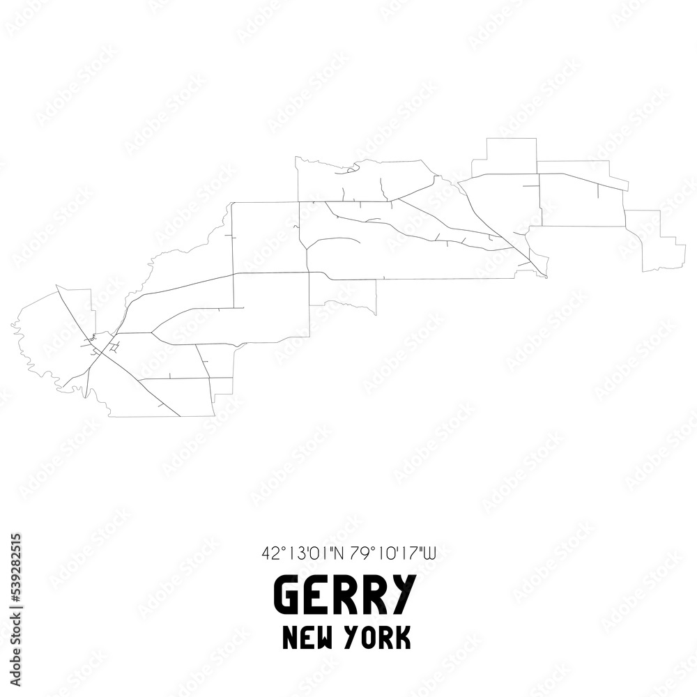 Gerry New York. US street map with black and white lines. Stock Illustration Adobe Stock