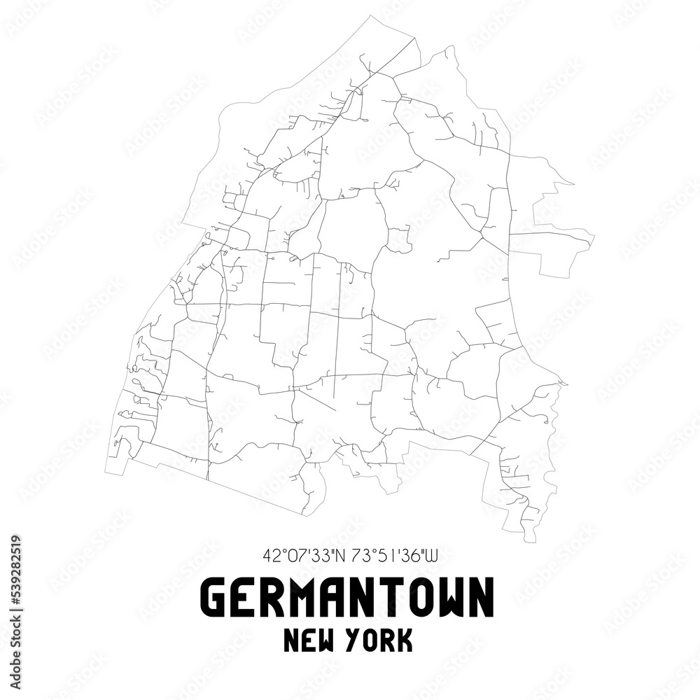 Germantown New York. US street map with black and white lines.