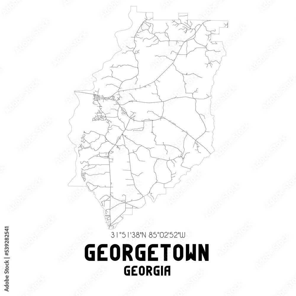 Georgetown Georgia. US street map with black and white lines.