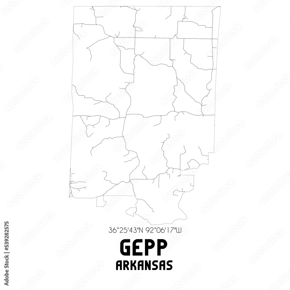 Fototapeta premium Gepp Arkansas. US street map with black and white lines.