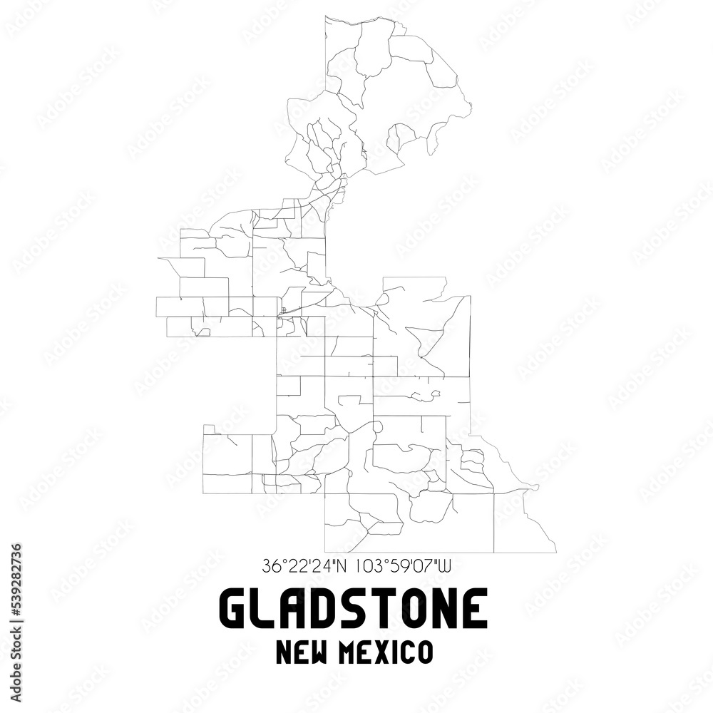 Gladstone New Mexico. US street map with black and white lines. Gladstone New Mexico. US street map with black and white lines.