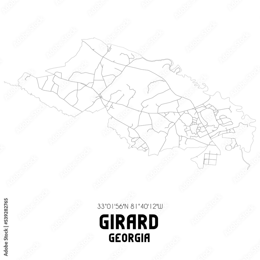 Girard Georgia. US street map with black and white lines. Girard Georgia. US street map with black and white lines.