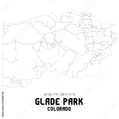 Glade Park Colorado. US street map with black and white lines.