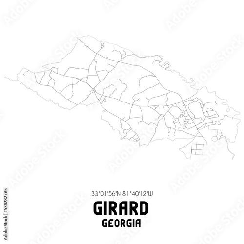 Girard Georgia. US street map with black and white lines.