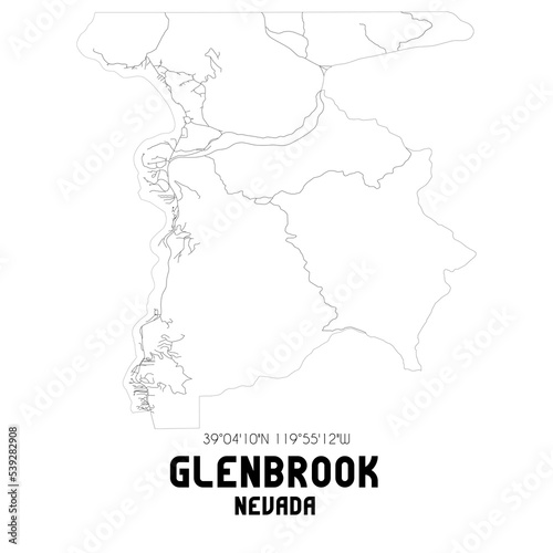 Glenbrook Nevada. US street map with black and white lines.