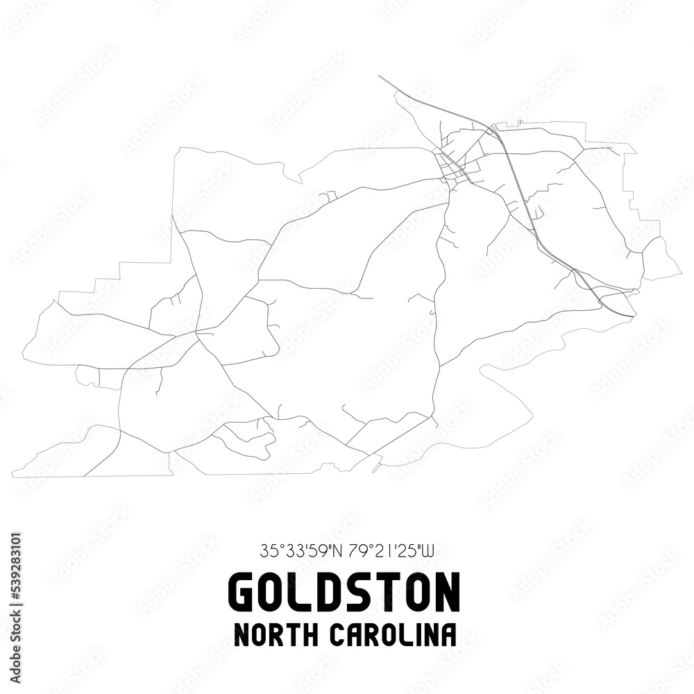 Goldston North Carolina. US street map with black and white lines. Goldston North Carolina. US street map with black and white lines.