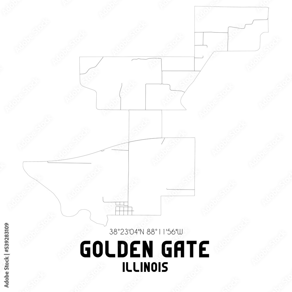 Golden Gate Illinois. US street map with black and white lines. Golden Gate Illinois. US street map with black and white lines.