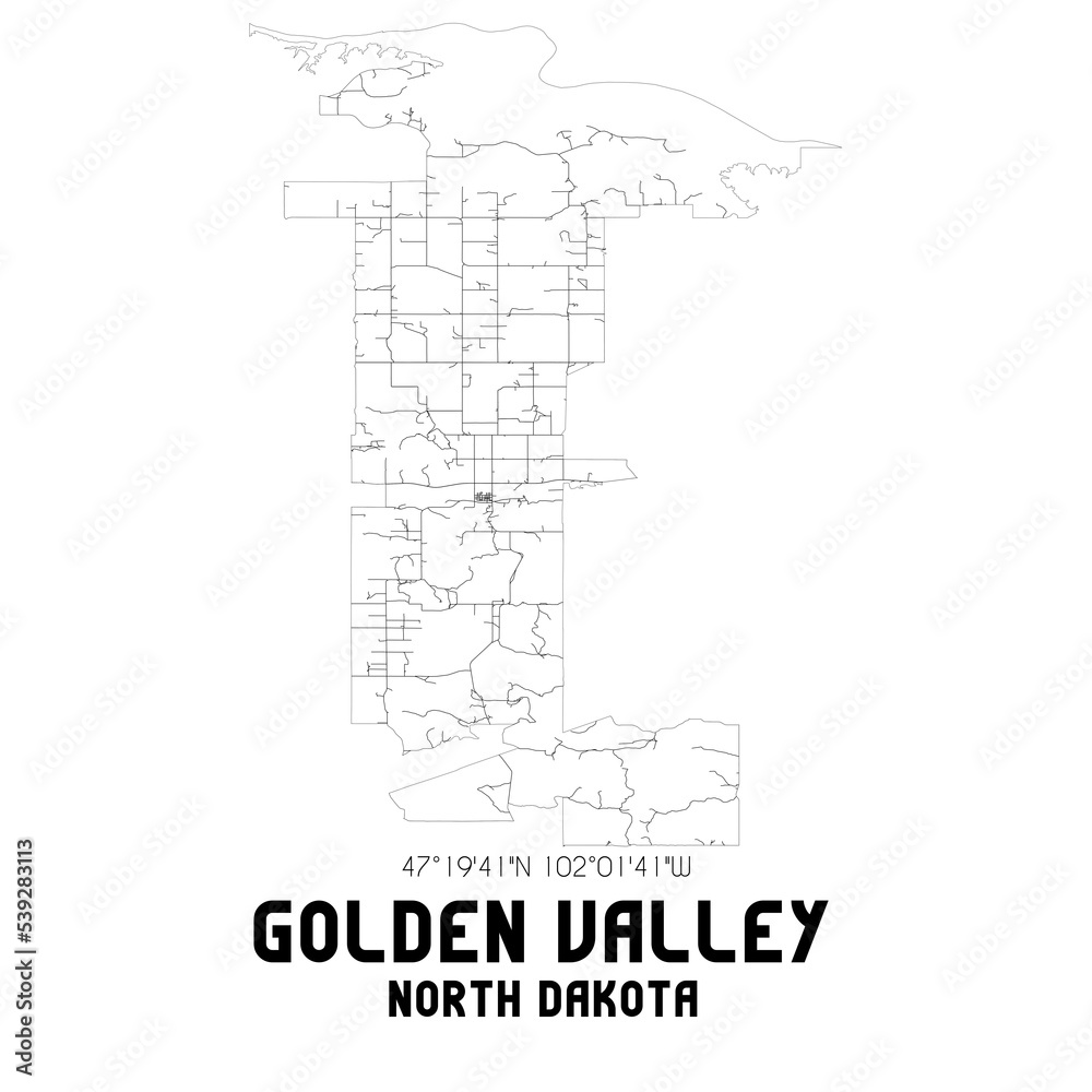 Golden Valley North Dakota. US street map with black and white lines. Golden Valley North Dakota. US street map with black and white lines.