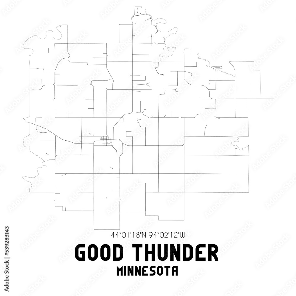 Good Thunder Minnesota. US street map with black and white lines.