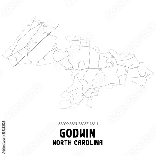 Godwin North Carolina. US street map with black and white lines. photo