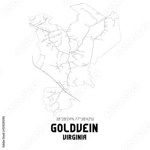 Goldvein Virginia. US street map with black and white lines. photo