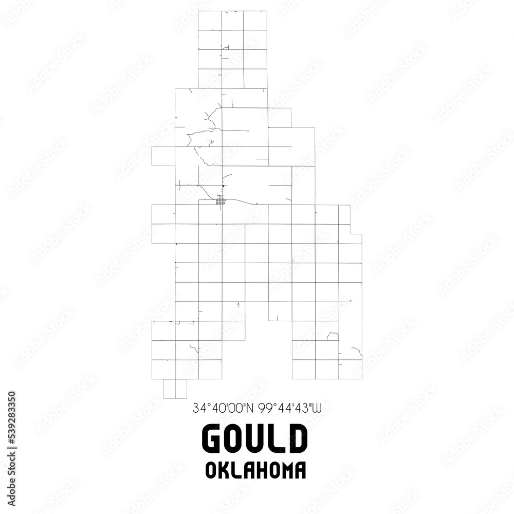 Gould Oklahoma. US street map with black and white lines. Gould Oklahoma. US street map with black and white lines.
