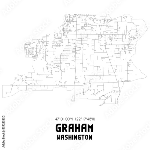 Graham Washington. US street map with black and white lines. photo