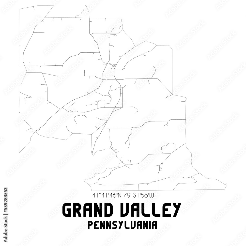 Grand Valley Pennsylvania. US street map with black and white lines. Grand Valley Pennsylvania. US street map with black and white lines.
