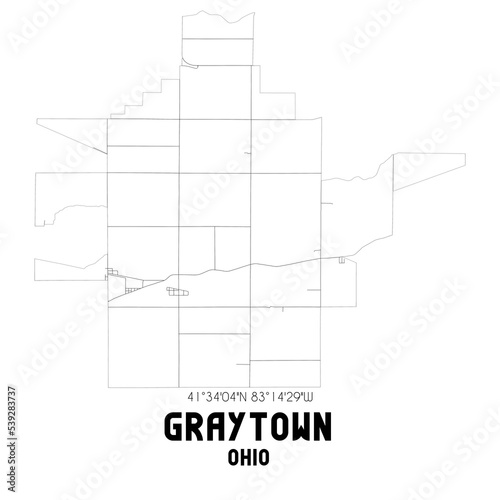 Graytown Ohio. US street map with black and white lines. photo
