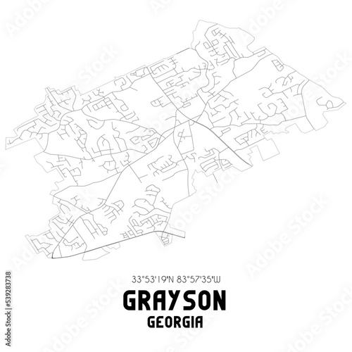 Wallpaper Mural Grayson Georgia. US street map with black and white lines. Torontodigital.ca