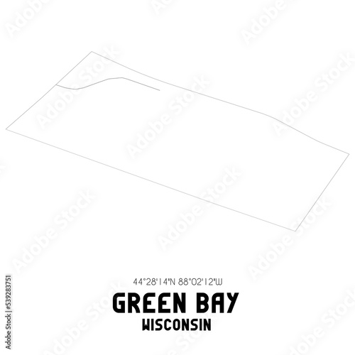 Green Bay Wisconsin. US street map with black and white lines.