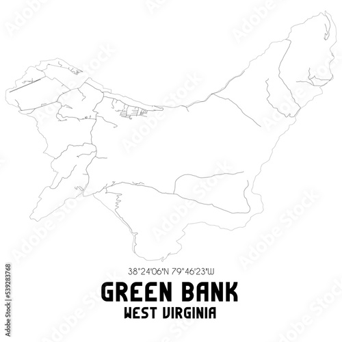 Green Bank West Virginia. US street map with black and white lines. photo