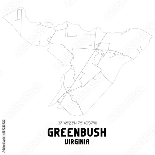Greenbush Virginia. US street map with black and white lines.