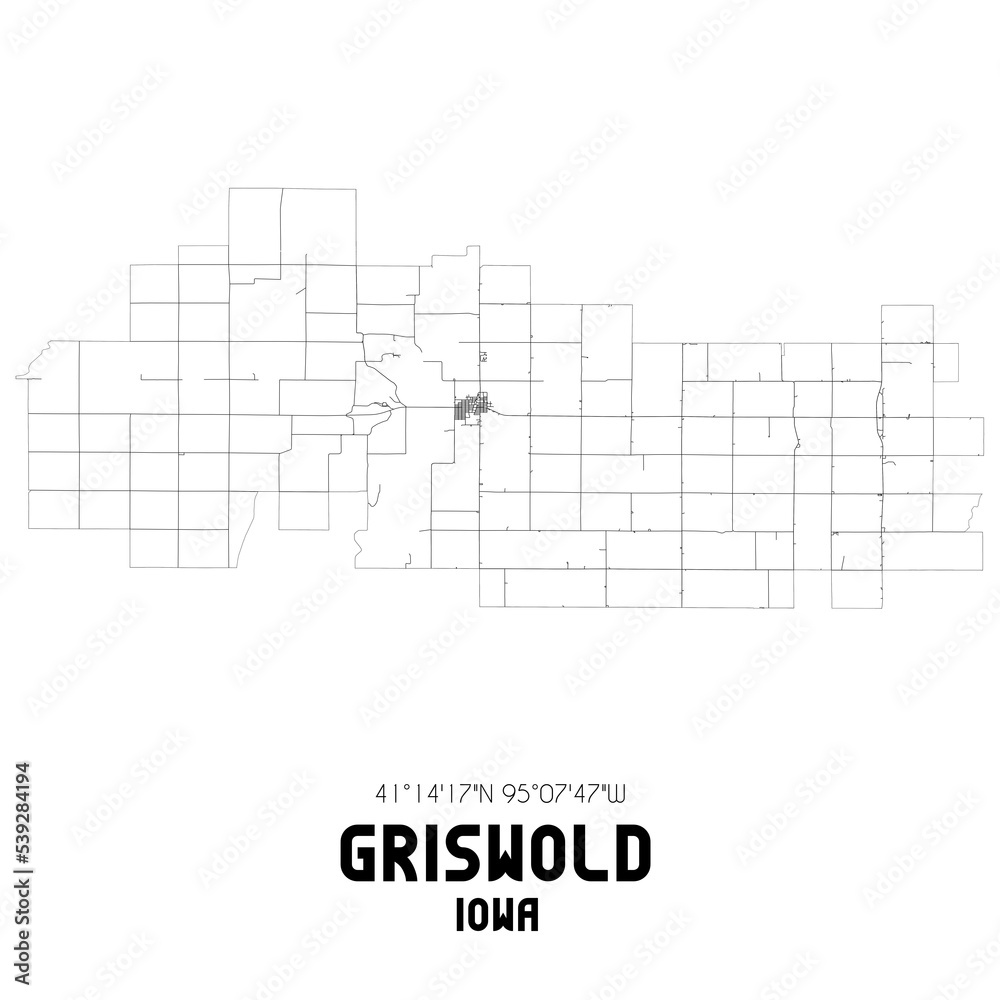 Griswold Iowa. US street map with black and white lines. Griswold Iowa. US street map with black and white lines.