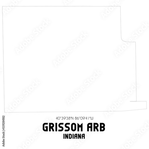 Grissom Arb Indiana. US street map with black and white lines.