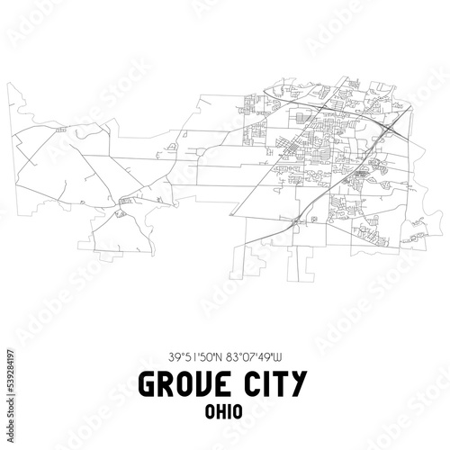 Grove City Ohio. US street map with black and white lines.