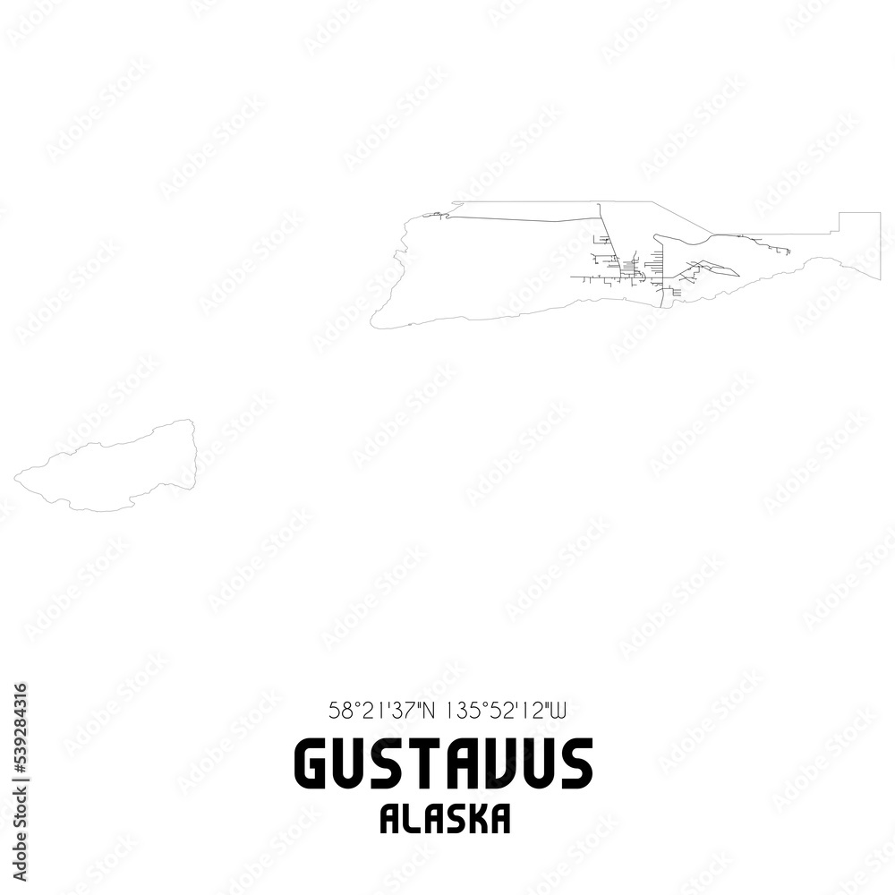 Gustavus Alaska. US street map with black and white lines. Gustavus Alaska. US street map with black and white lines.