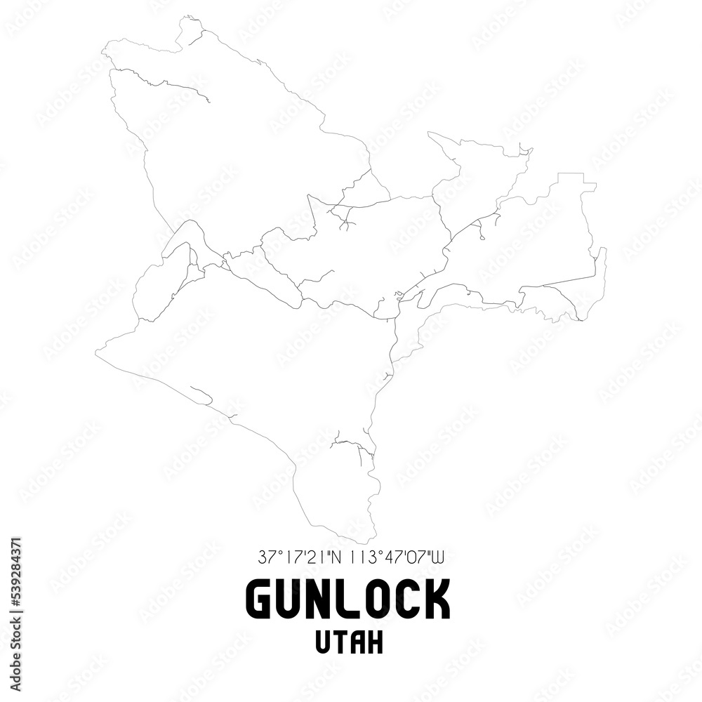 Gunlock Utah. US street map with black and white lines.