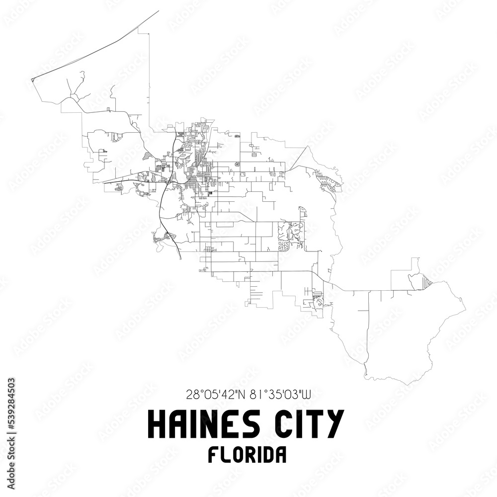 Haines City Florida. US street map with black and white lines. Haines City Florida. US street map with black and white lines.