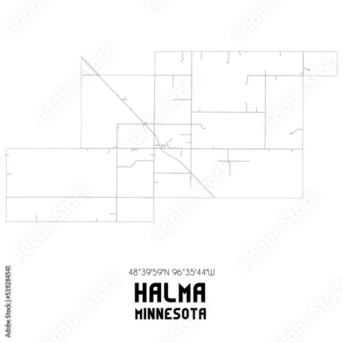 Halma Minnesota. US street map with black and white lines.