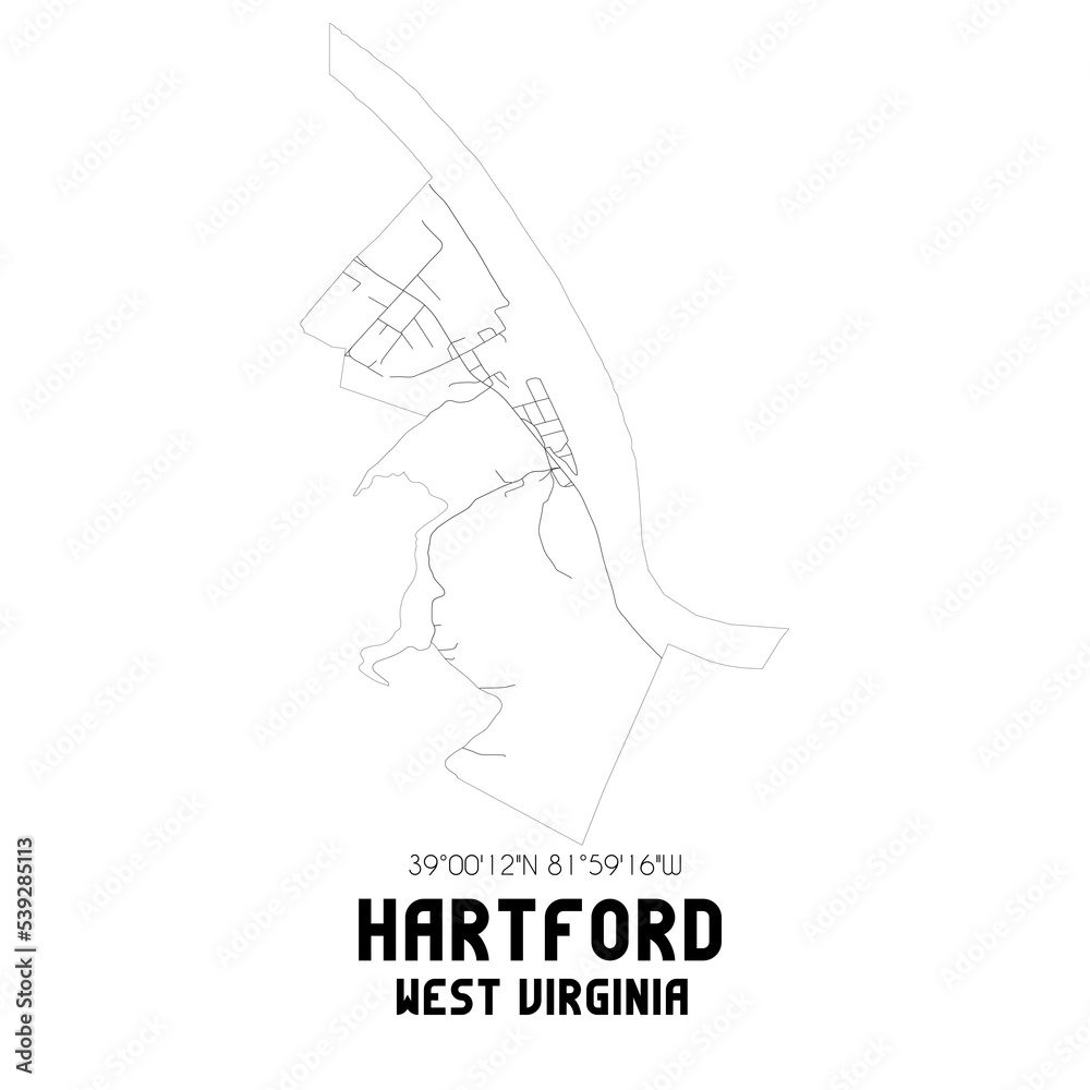 Hartford West Virginia. US street map with black and white lines. Hartford West Virginia. US street map with black and white lines.